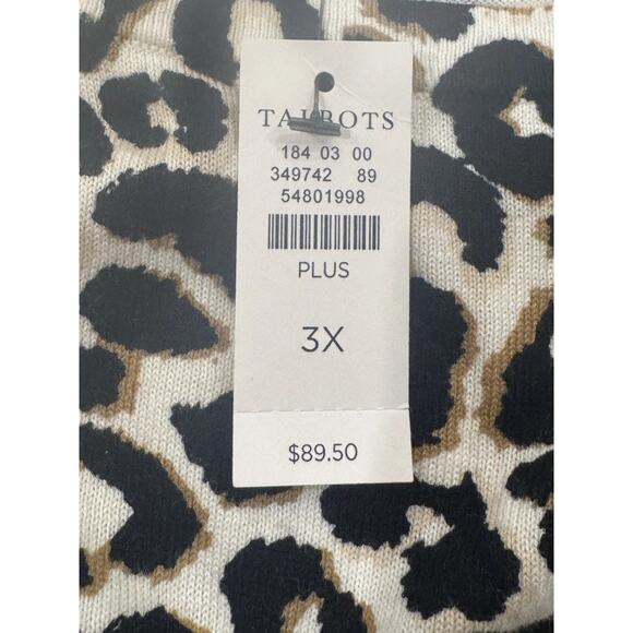 Talbots Top Womens Plus 3X Open Knit Pullover Sweater Cheetah New Tags $89 - Picture 9 of 12